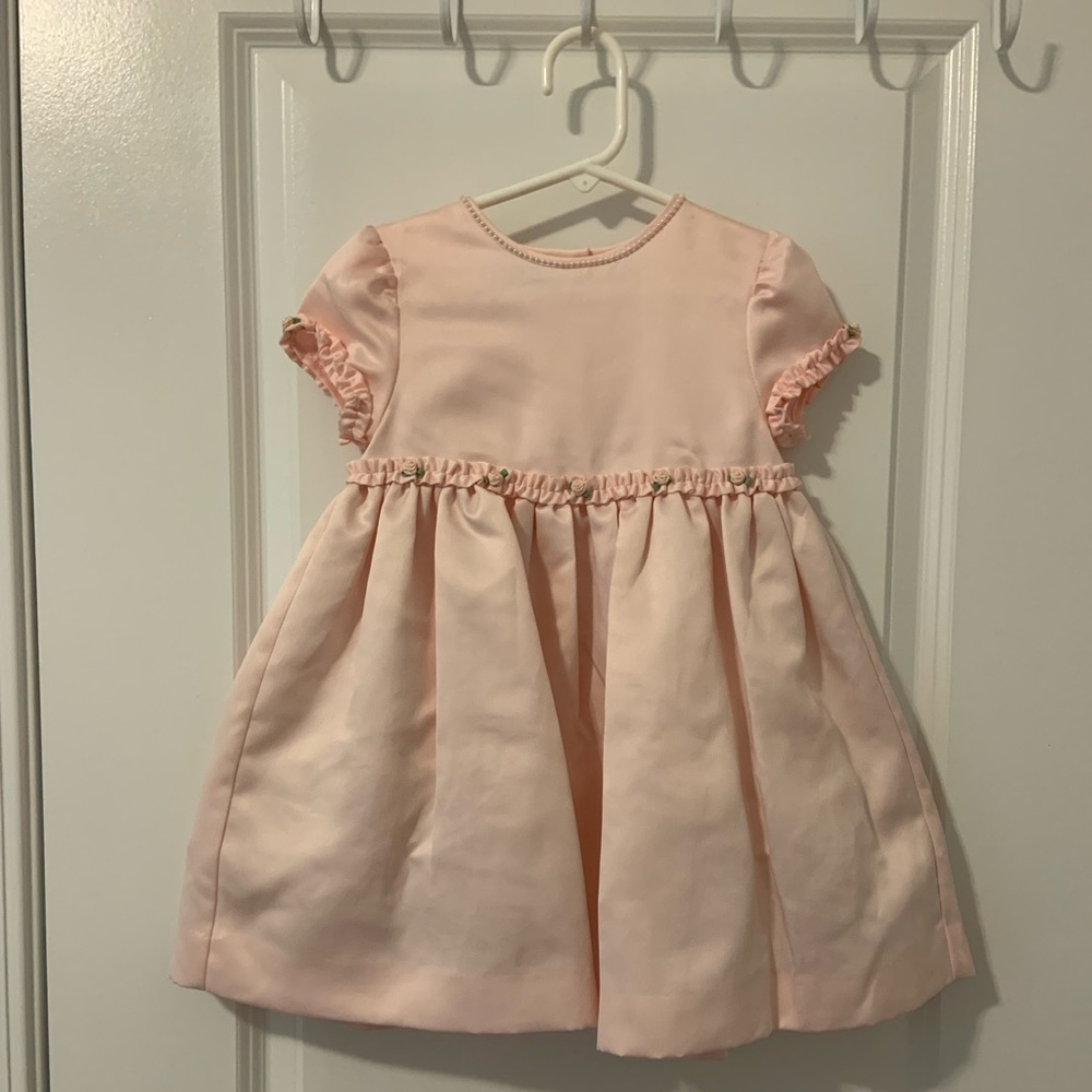 Girls Pink Rose and Pearl Dress